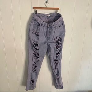 Good American Size 15 Light Purple Distressed Boyfriend Jeans Purple/ Blue